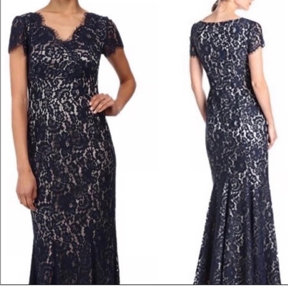 Eliza J Embroidered Black Lace Trumpet Maxi Dress Formal Gown Size 6 - Picture 3 of 10